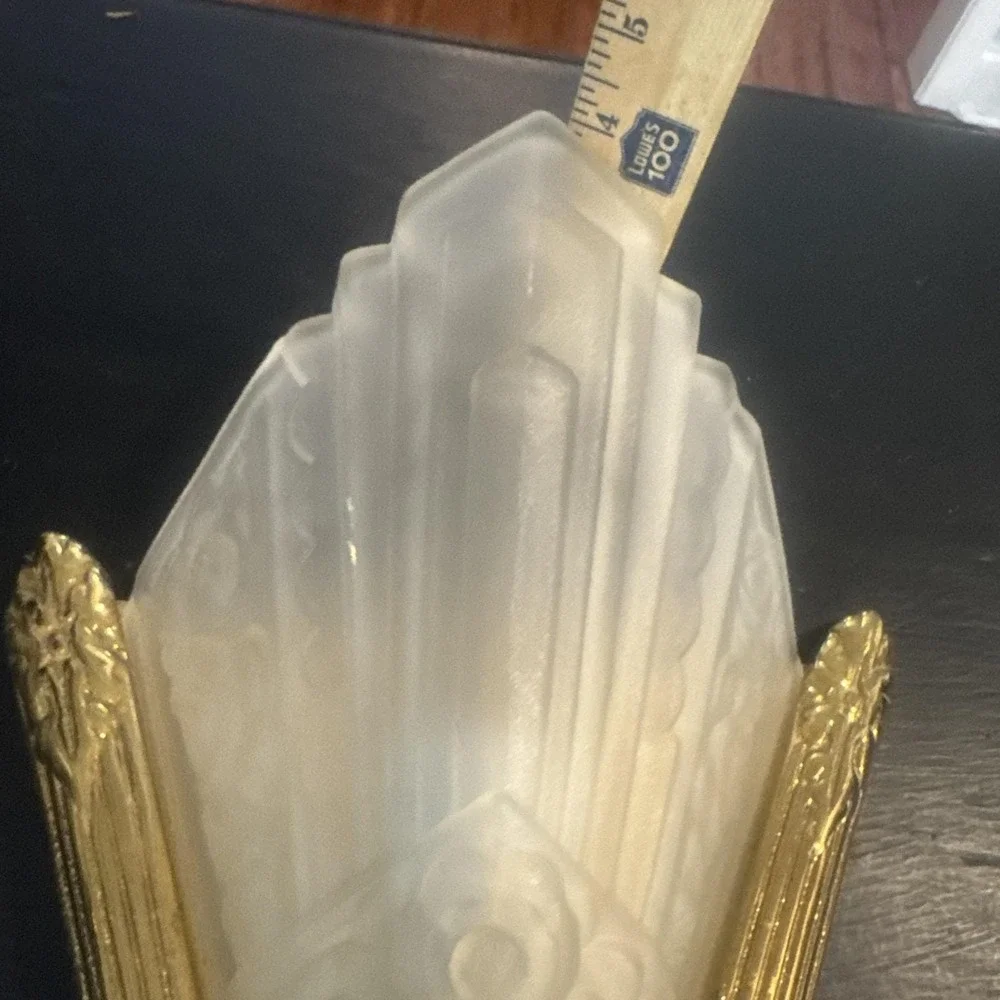 Pair Art‎ Deco Revival Wired Wall Sconce, Frosted Shell Slip Shade, A+ Condition